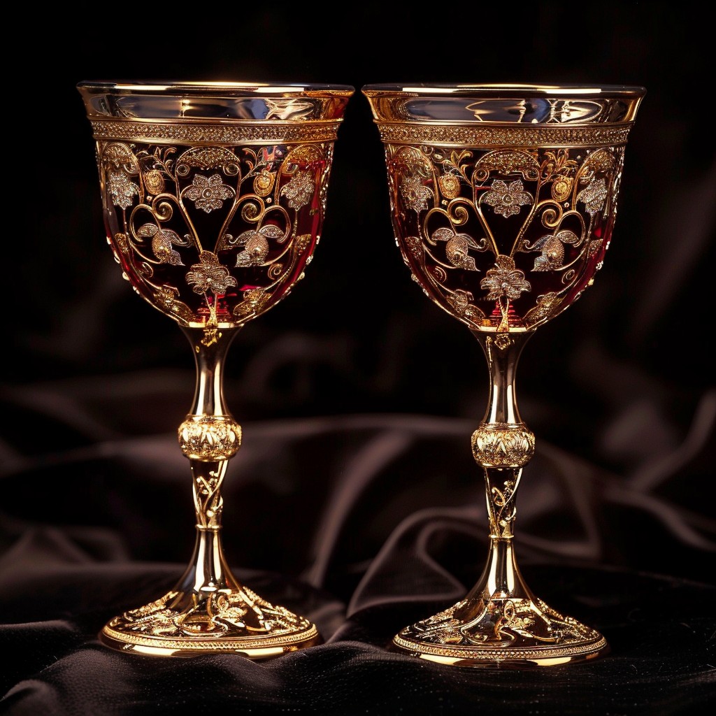 Calici da vino ornati in stile luxury